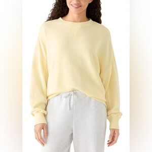 Pink Rose Pale Yellow Crewneck Sweatshirt